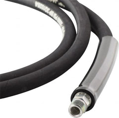 Value Collection - 3/8" Inside Diam x 3/8 NPT 50' Hydraulic Pump Hose - 10,000 psi, 3/8 NPTF Male Opposite End, Rubber - Exact Tooling
