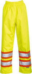 Viking - Size 3XL, High Visibility Lime, Rain, Wind Resistant Pants - No Pockets - Exact Tooling