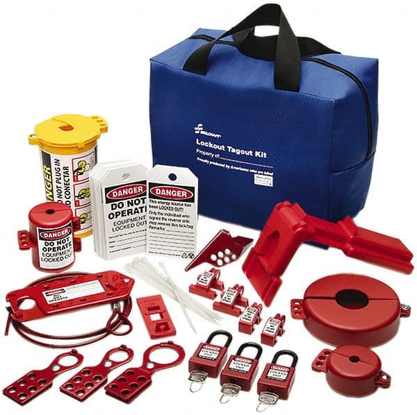 Ability One - 39 Piece Electrical & Valve Lockout Kit - Keyed Differently, Comes in Carrying Case - Exact Tooling