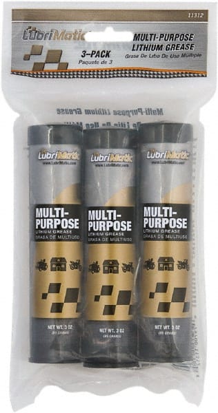 LubriMatic - 3 oz Cartridge Lithium General Purpose Grease - Black, 280°F Max Temp, NLGIG 1-1/2, - Exact Tooling