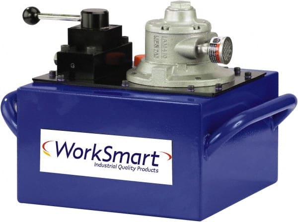 Value Collection - 10,000 psi Air-Hydraulic Pump & Jack - 3 Gal Oil Capacity, Manual Valve, Use with Double Acting Cylinders, Advance, Hold & Retract - Exact Tooling