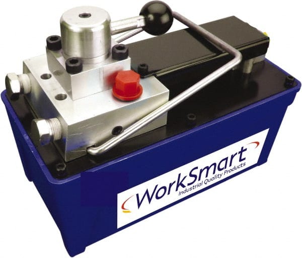 Value Collection - 10,000 psi Air-Hydraulic Pump & Jack - 91.5 Cu In Oil Capacity, Use with Double Acting Cylinders, Advance, Hold & Retract - Exact Tooling