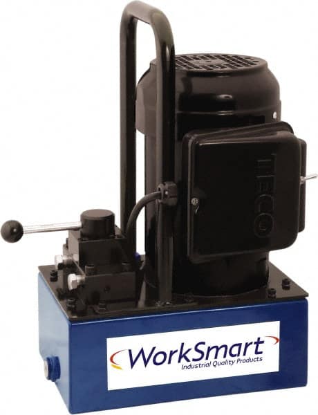 Value Collection - 10,000 psi Electric Hydraulic Pump & Jack - 1 Gal Oil Capacity, 3-Way, 3 Position Valve, Use with Single Acting Cylinders, Advance, Hold & Retract - Exact Tooling