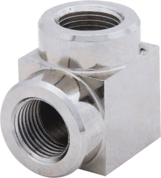 Value Collection - 3/8 Female NPTF Nickel Plated Steel Hydraulic Hose Female Elbow - 10,000 psi, 6 GPM - Exact Tooling