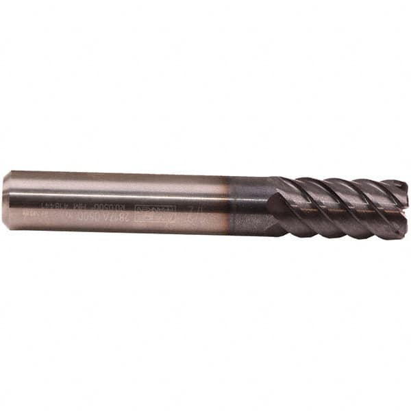 Emuge - 16mm Diam, 32mm LOC, 8 Flute Solid Carbide Roughing & Finishing End Mill - TiAlN Finish, 92mm OAL, 16mm Shank Diam, Cylindrical Shank, 50° Helix, Long Length - Exact Tooling