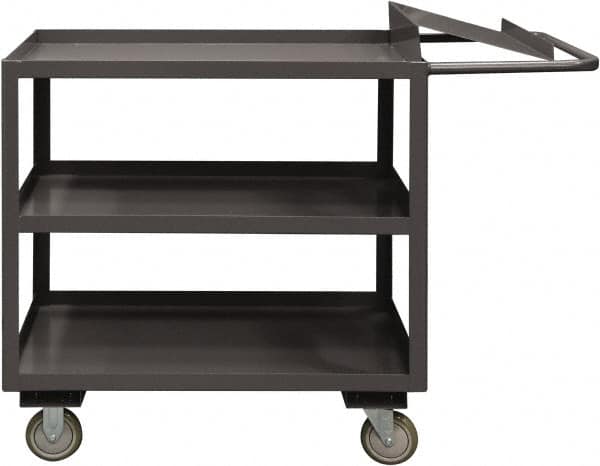 Durham - 1,200 Lb Capacity, 24" Wide x 36" Long x 37-5/8" High Order Picking Cart - 3 Shelf, Steel, 2 Rigid/2 Swivel Casters - Exact Tooling