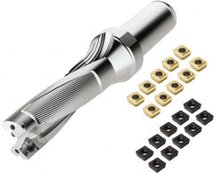 Seco - 3" Max Drill Depth, 4xD, 3/4" Diam, Indexable Insert Drill - 2 Inserts, 1" Shank Diam, Weldon Flat Shank - Exact Tooling