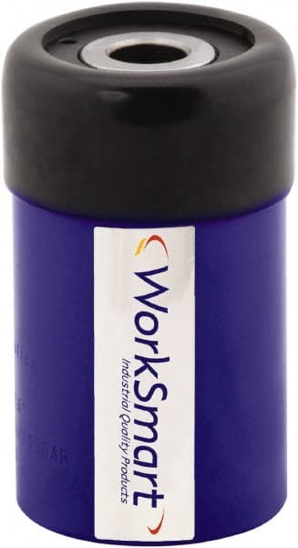 Value Collection - 12 Ton, 1.61" Stroke, 4.7 Cu In Oil Capacity, Portable Hydraulic Hollow Hole Cylinder - 2.91 Sq In Effective Area, 4.74" Lowered Ht., 6.36" Max Ht., 1.92" Cyl Bore Diam, 1.38" Plunger Rod Diam, 10,000 Max psi - Exact Tooling