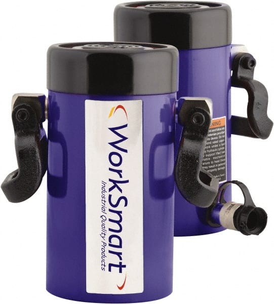 Value Collection - 75 Ton, 6.14" Stroke, 98.85 Cu In Oil Capacity, Portable Hydraulic Single Acting Cylinder - 16.1 Sq In Effective Area, 11.22" Lowered Ht., 18.36" Max Ht., 4.53" Cyl Bore Diam, 3.74" Plunger Rod Diam, 10,000 Max psi - Exact Tooling