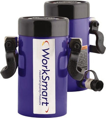 Value Collection - 75 Ton, 6.14" Stroke, 98.85 Cu In Oil Capacity, Portable Hydraulic Single Acting Cylinder - 16.1 Sq In Effective Area, 11.22" Lowered Ht., 18.36" Max Ht., 4.53" Cyl Bore Diam, 3.74" Plunger Rod Diam, 10,000 Max psi - Exact Tooling