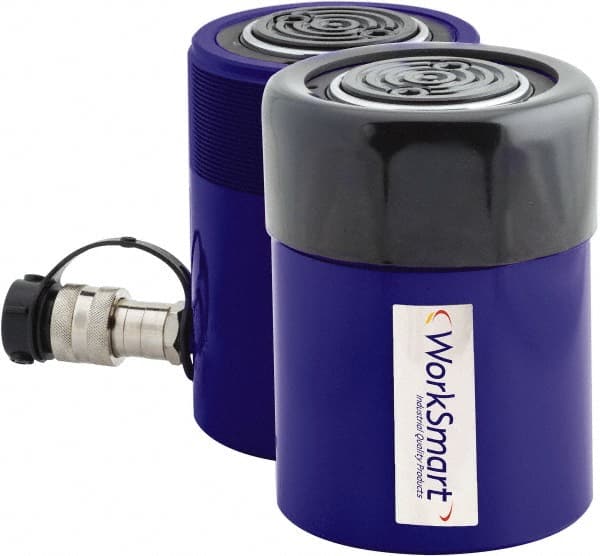 Value Collection - 55 Ton, 2.01" Stroke, 21.97 Cu In Oil Capacity, Portable Hydraulic Single Acting Cylinder - 10.98 Sq In Effective Area, 6.93" Lowered Ht., 8.94" Max Ht., 3.74" Cyl Bore Diam, 3.15" Plunger Rod Diam, 10,000 Max psi - Exact Tooling