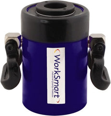 Value Collection - 60 Ton, 3" Stroke, 39.1 Cu In Oil Capacity, Portable Hydraulic Hollow Hole Cylinder - 13.05 Sq In Effective Area, 9.77" Lowered Ht., 12.77" Max Ht., 4.08" Cyl Bore Diam, 3.66" Plunger Rod Diam, 10,000 Max psi - Exact Tooling