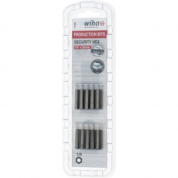 Wiha - 25mm Hex Screwdriver Bit - 1/4" Drive, 1" OAL - Exact Tooling