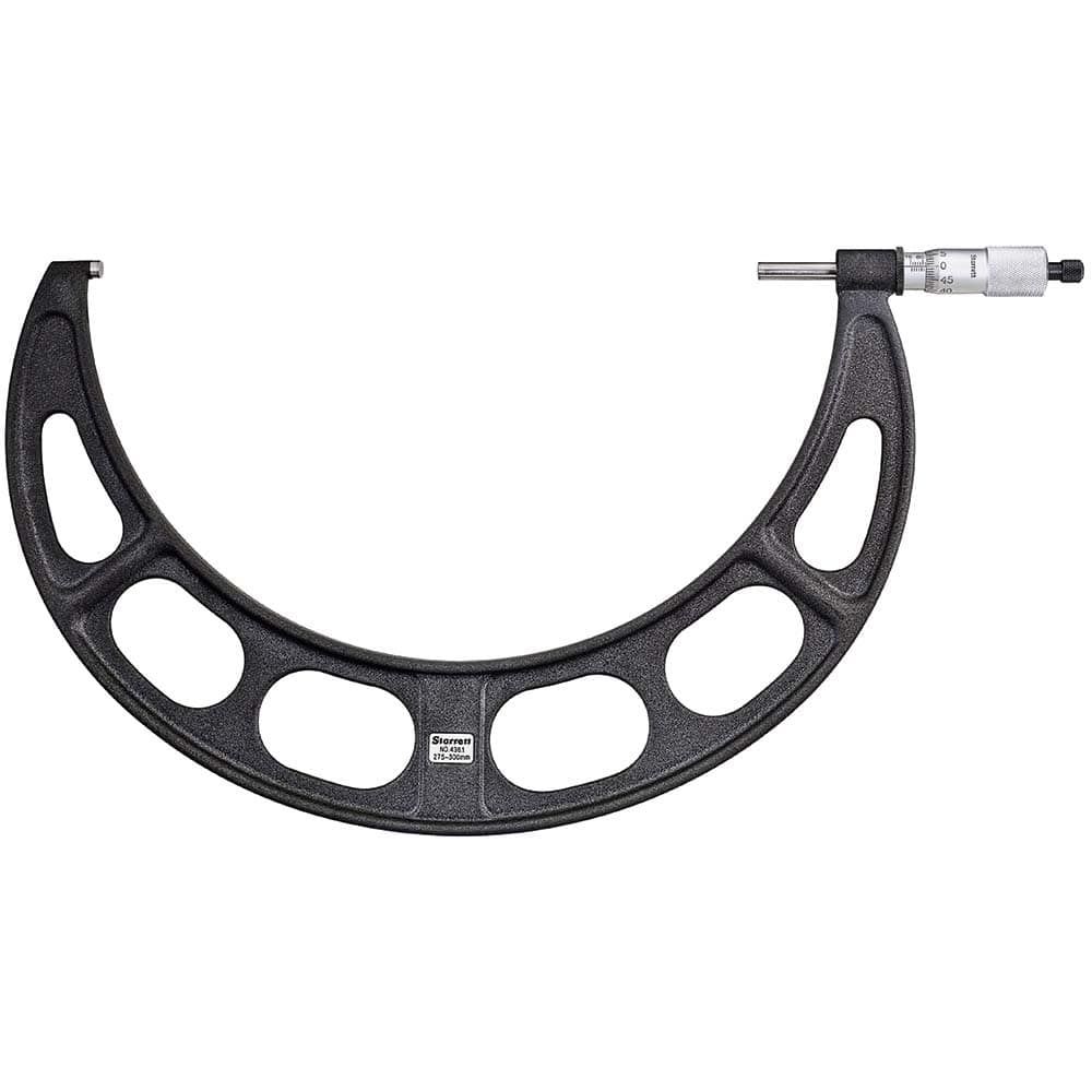 Starrett - Mechanical Outside Micrometers; Minimum Measurement (mm): 275 ; Maximum Measurement (mm): 300 ; Graduation (mm): 0.01 ; Features: Starrett Satin Chrome Finish - No Glare - Exact Tooling