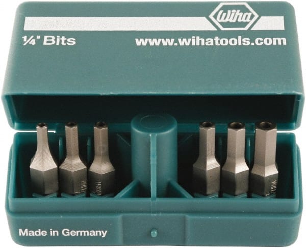 Wiha - 10 Piece, 1/4" Drive Screwdriver Tamperproof Bit Set - 3/32 to 3/16" Hex - Exact Tooling