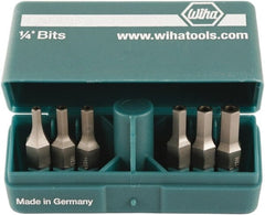 Wiha - 10 Piece, 1/4" Drive Screwdriver Tamperproof Bit Set - 3/32 to 3/16" Hex - Exact Tooling
