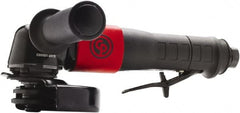 Chicago Pneumatic - 5" Wheel Diam, 12,000 RPM, Pneumatic Angle & Disc Grinder - 5/8-11 Spindle, 40 CFM, Rear Exhaust - Exact Tooling