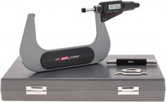 SPI - 4 to 5" Range, 0.00005" Resolution, Standard Throat IP54 Electronic Outside Micrometer - 0.00024" Accuracy, Friction Thimble, Carbide-Tipped Face, LR44 Battery, Includes NIST Traceable Certification of Inspection - Exact Tooling