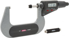SPI - 2 to 3" Range, 0.00005" Resolution, Standard Throat IP54 Electronic Outside Micrometer - 0.0002" Accuracy, Friction Thimble, Carbide-Tipped Face, LR44 Battery, Includes NIST Traceable Certification of Inspection - Exact Tooling