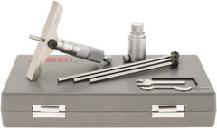 SPI - 0 to 100mm Range, 4 Rod, Mechanical Depth Micrometer - Ratchet Stop Thimble, 100mm Base Length, 0.01mm Graduation, 4.5mm Rod Diam - Exact Tooling