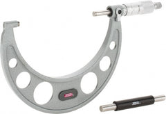 SPI - 4 to 5" Range, 0.0001" Graduation, Mechanical Outside Micrometer - Ratchet Stop Thimble, 2.88" Throat Depth, Accurate to 0.0002" - Exact Tooling