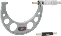 SPI - 3 to 4" Range, 0.0001" Graduation, Mechanical Outside Micrometer - Ratchet Stop Thimble, 2.37" Throat Depth, Accurate to 0.0002" - Exact Tooling