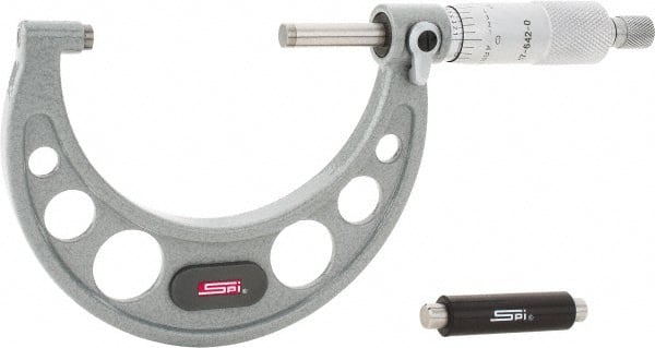 SPI - 2 to 3" Range, 0.0001" Graduation, Mechanical Outside Micrometer - Ratchet Stop Thimble, 1.93" Throat Depth, Accurate to 0.0002" - Exact Tooling