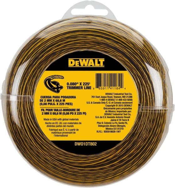 DeWALT - 0.08" Diam, 225' Long String Trimmer Replacment Line - For DCST920B, DCST920P1, DCST970X1, DCST990B, DCST990H1, DCST990M1 - Exact Tooling