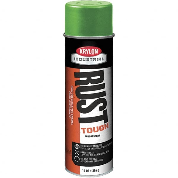 Krylon - Green, 15 oz Net Fill, Fluorescent, Acrylic Enamel Spray Paint - 15 to 20 Sq Ft per Can, 20 oz Container - Exact Tooling