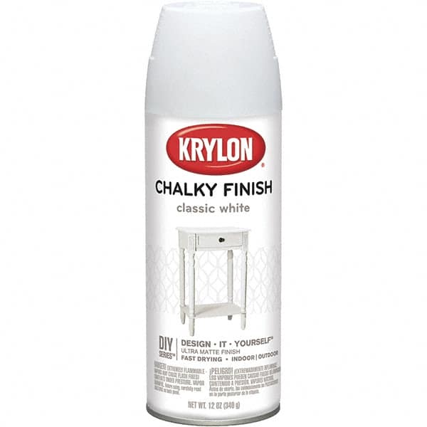 Krylon - White, Flat, Aerosol Spray Paint - 15 to 20 Sq Ft per Can, 12 oz Container - Exact Tooling