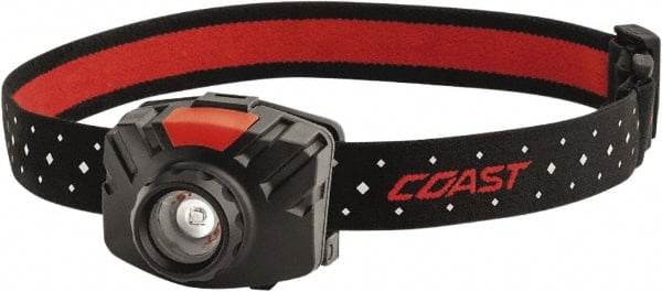 Coast Cutlery - White LED Bulb, 300 Lumens, Hands-free Flashlight - Black, Red Plastic Body, 3 AAA Batteries Included - Exact Tooling