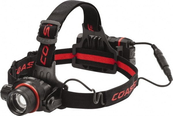 Coast Cutlery - White LED Bulb, 800 Lumens, Hands-free Flashlight - Black, Red Plastic Body, 4 AA Batteries Included - Exact Tooling