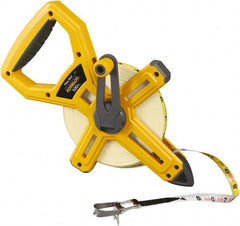 Komelon - 100' x 1/2" Yellow Fiberglass Blade Tape Measure - 1/8" Graduation, Yellow ABS Plastic Case - Exact Tooling