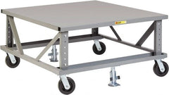 Little Giant - 3,600 Lb Capacity Steel Adjustable Height Pallet Stand - Steel Deck, 40" OAW, 48" Platform Length, Phenolic Casters - Exact Tooling