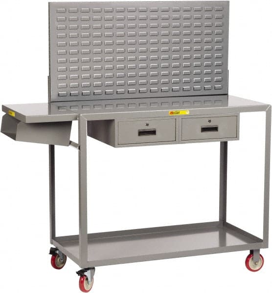 Little Giant - Mobile Workstation - Steel, Fixed Leg, Gray, 61-1/2" Long x 24" Deep x 66" High - Exact Tooling