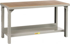 Little Giant - 84 Wide x 36" Deep x 27" High, Steel Heavy-Duty Workbench - Adjustable Height Legs, Gray - Exact Tooling