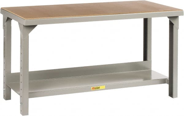 Little Giant - 60 Wide x 36" Deep x 27" High, Steel Heavy-Duty Workbench - Adjustable Height Legs, Gray - Exact Tooling