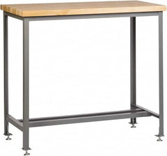 Little Giant - 48 Wide x 30" Deep x 42" High, Butcher Block Standing Height Butcher Block Table - Fixed Legs With Adjustable Height Glides, Gray - Exact Tooling