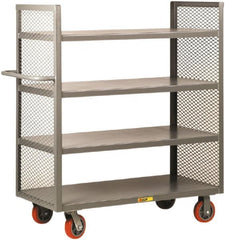 Little Giant - 3,600 Lb Capacity, 4 Shelf, 2-Sided Steel Truck - 53-1/2" Long x 30" Wide x 57" High, Polyurethane Wheels - Exact Tooling