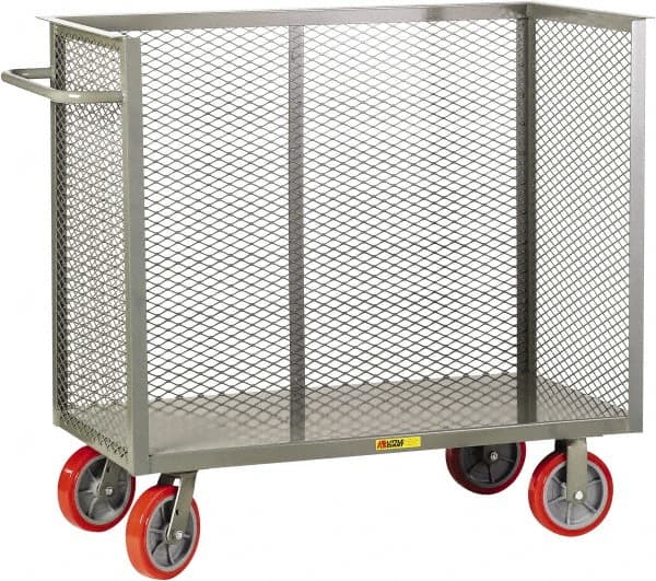 Little Giant - 3,600 Lb Capacity, 3-Sided Steel Bulk Truck - 53-1/2" Long x 30" Wide x 47" High, Polyurethane Wheels - Exact Tooling