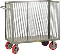 Little Giant - 3,600 Lb Capacity, 3-Sided Steel Bulk Truck - 65-1/2" Long x 24" Wide x 47" High, Polyurethane Wheels - Exact Tooling