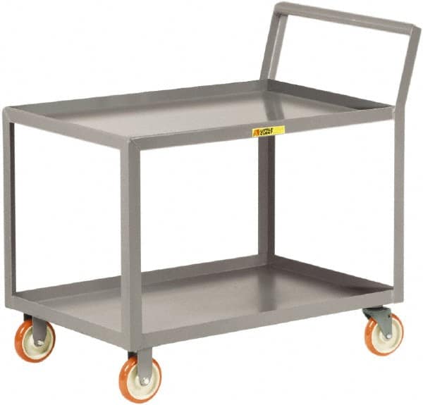 Little Giant - 1,200 Lb Capacity, 18" Wide x 36" Long x 38-3/4" High Shelf Cart - 2 Shelf, Steel, 2 Rigid/2 Swivel Casters - Exact Tooling