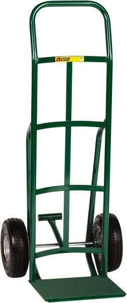 Little Giant - 600 Lb Capacity 47" OAH Hand Truck with Foot Kick - 12 x 14" Base Plate, Continuous Handle, Steel, Flat-Free Microcellular Foam Wheels - Exact Tooling