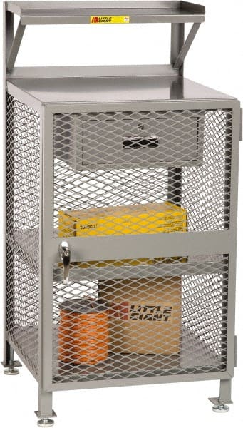 Little Giant - 1 Drawer Enclosed Shop Desk - 24 Inch Wide x 22 Inch Deep x 52 Inch High, Gray - Exact Tooling