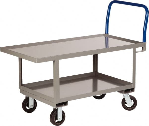Little Giant - 2,000 Lb Capacity Steel Raised Deck Platform Truck - Steel Deck, 30" OAW, 60" Platform Length x 26" Platform Height, Mold On Rubber Casters - Exact Tooling