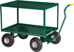 Little Giant - 1,200 Lb Capacity Steel 2-Tier Wagon - Steel Deck, 24" OAW, 36" Platform Length x 39" Platform Height, Pneumatic Casters - Exact Tooling
