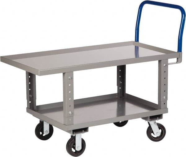 Little Giant - 2,000 Lb Capacity Steel Raised Deck Platform Truck - Steel Deck, 24" OAW, 48" Platform Length x 35-1/2" Platform Height, Mold On Rubber Casters - Exact Tooling