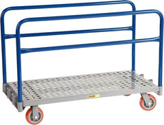 Little Giant - 2,000 Lb Capacity Steel Perforated Deck Platform Truck - Steel Deck, 24" OAW, 48" Platform Length x 9" Platform Height, Polyurethane Casters - Exact Tooling