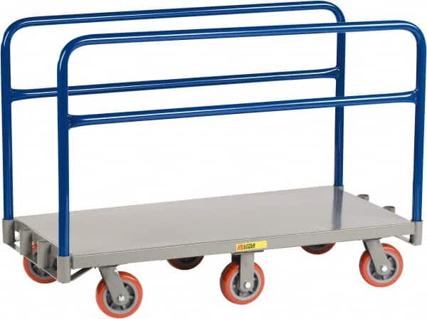 Little Giant - 3,600 Lb Capacity Steel 6-Wheeled Platform Truck - Steel Deck, 30" OAW, 60" Platform Length x 9" Platform Height, Polyurethane Casters - Exact Tooling