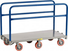 Little Giant - 3,600 Lb Capacity Steel 6-Wheeled Platform Truck - Steel Deck, 36" OAW, 72" Platform Length x 9" Platform Height, Polyurethane Casters - Exact Tooling